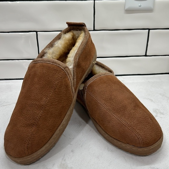 Romeo Genuine Shearling Leather OLD FRIEND Men’s Size 9 Slippers Chestnut - Picture 11 of 16